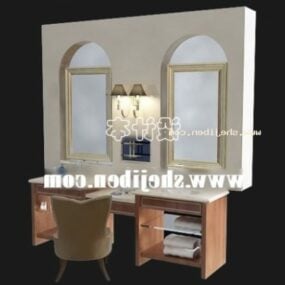 Wastafel Dengan Meja Kursi Dan Kabinet model 3d