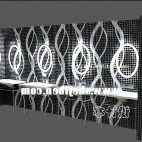 Waschbecken mit schwarz-weißer dekorativer Rückwand 3D-Modell