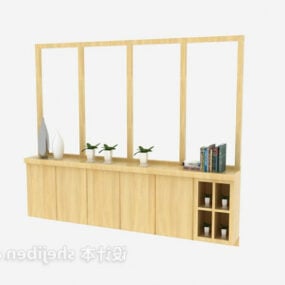 Ash Wood Shoe Cabinet With Tableware 3d model