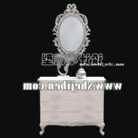 Zapatero de entrada clásico con espejo modelo 3d