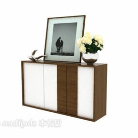 Shoes Cabinet With Flower Vase And Painting 3d model