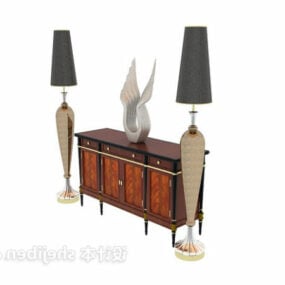 Modernism Side Cabinet With Floor Lamp 3d model