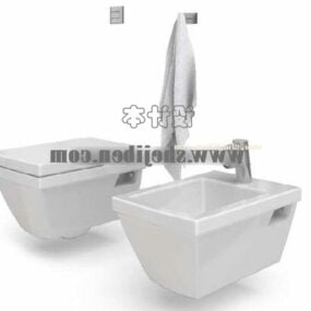 Μοντέρνο μπιντέ τουαλέτας με υφασμάτινη κρεμάστρα 3d μοντέλο