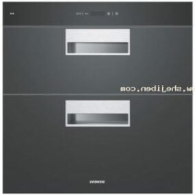 Gabinete de cocina en forma de L con refrigerador modelo 3d