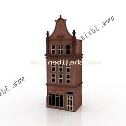 Europäisches altes Stadthaus-Villa-3D-Modell