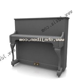 Upright Piano Black Color 3d model