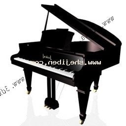 Pianoforte a coda colore nero modello 3d