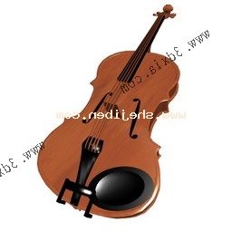 Modello 3d di violino in legno marrone
