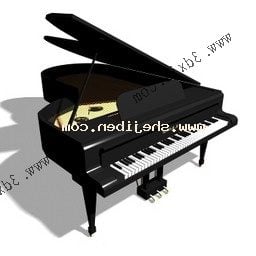 Model 3d Saiz Penuh Piano Besar Hitam