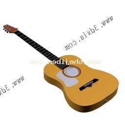 Modello 3d di chitarra acustica in legno giallo