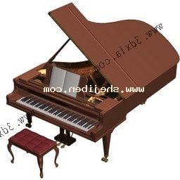 三角钢琴木质颜色3d模型