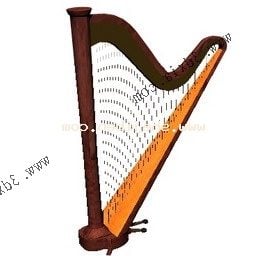 Instrumento de alambre de arpa de madera modelo 3d