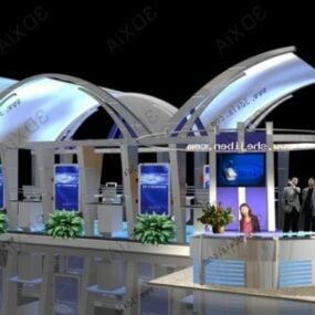 The Showroom Space With Curved Roof 3d model