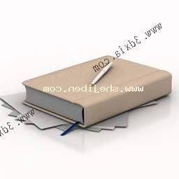 Book With Beige Leather Cover 3d model