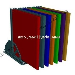 홀더 3d 모델에 다채로운 책 스택