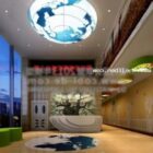 Office Hall With Stylized Reception Interior Scene