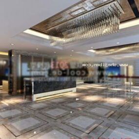 Modern Hotel Lobby Desk Space Interior 3d model
