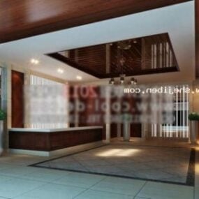 Office Hall With Modern Furniture Interior Scene 3d model