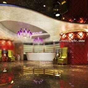 Hotel Hall With Curved Ceiling Interior Scene 3d model