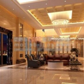 Modern Hotel Lobby With Furniture Interior Scene 3d model