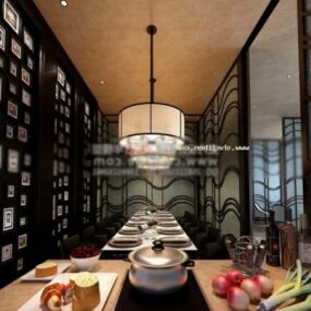 Restaurant With Black Frame Interior Scene 3d model