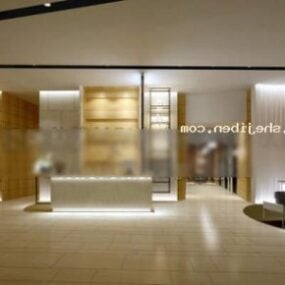 Hotel Interior Of Lobby With Desk Modern Design 3d model