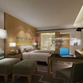 Hotel Room Interior With Furniture Large Size 3d model
