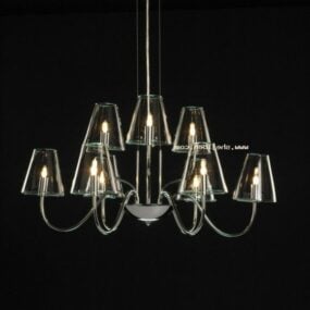 Glass Chandelier With Modern Shade 3d model