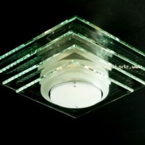 3д модель потолочного светильника с квадратным стеклянным плафоном