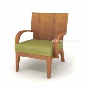 Houten fauteuil Massief houten rugleuning 3D-model