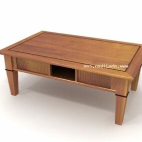 3д модель низкого деревянного журнального столика в элегантном стиле