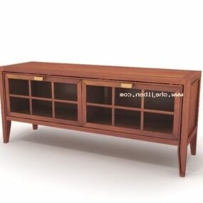 Mueble de televisión europeo de madera roja modelo 3d
