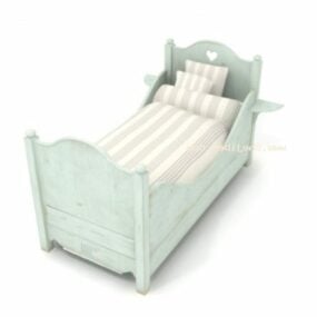 シングルベッドのシンプルな木製フレーム3Dモデル
