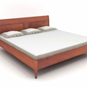 Minimalist Wooden Double Bed 3d model