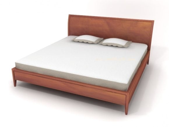 سرير مزدوج من الخشب البسيط مع مرتبة