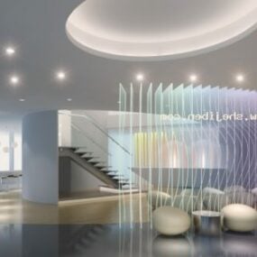 3D-модель офісного холу з круглим декором стелі