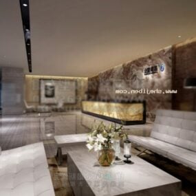 Kontorsmottagning marmorgolv med dekorativa möbler 3d-modell
