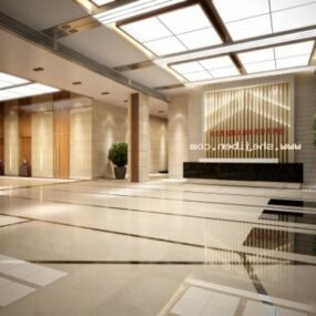 Large Office Hall With Floor Decorative 3d model