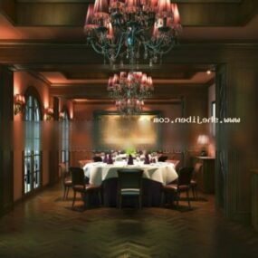 Chinese Dinning Room Interior Scene 3d model