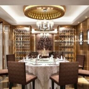 Ruang Makan Mewah Dengan Model 3d Pemandangan Interior Kabinet