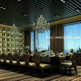 Hotel Hall Lobby With High Ceiling Interior 3d model