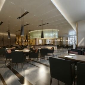 Modern Hotel Restaurant Interior Scene 3d model