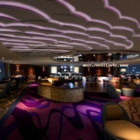 天井装飾のあるレストランのインテリアシーン3Dモデル
