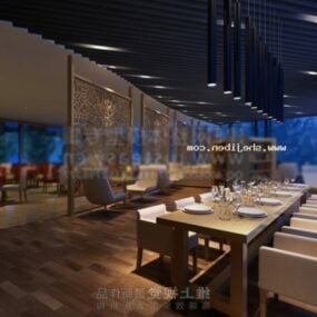 Moderni ravintola-hotellin sisustusnäkymä 3d-malli