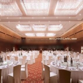 Modern White Ballroom Interior Scene 3d model