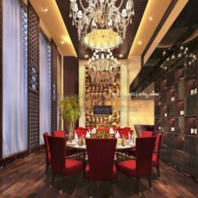 European Restaurant Luxurious Interior Scene 3d model