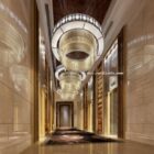 Сцена интерьера коридора роскошного отеля