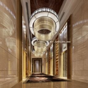 Luxury Hotel Corridor Interior Scene 3d model