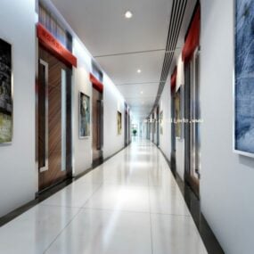 White Elevator Corridor Interior Scene 3d model