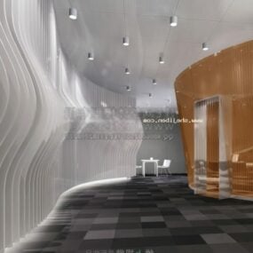 Modello 3d della scena interna del corridoio dell'ascensore del modernismo